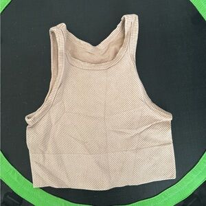 VICI Ribbed Cropped Sports Bra Tank Neutral Beige M/L